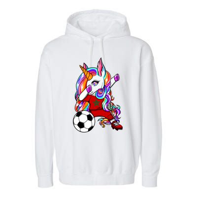 Dabbing Unicorn Morocco Soccer Fans Jersey Moroccan Football Cool Gift Garment-Dyed Fleece Hoodie