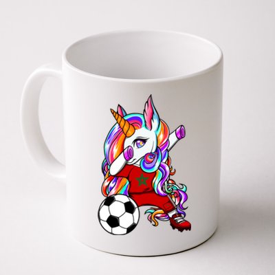 Dabbing Unicorn Morocco Soccer Fans Jersey Moroccan Football Cool Gift Coffee Mug