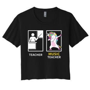 Dabbing Unicorn Music Teacher Gift Women's Crop Top Tee