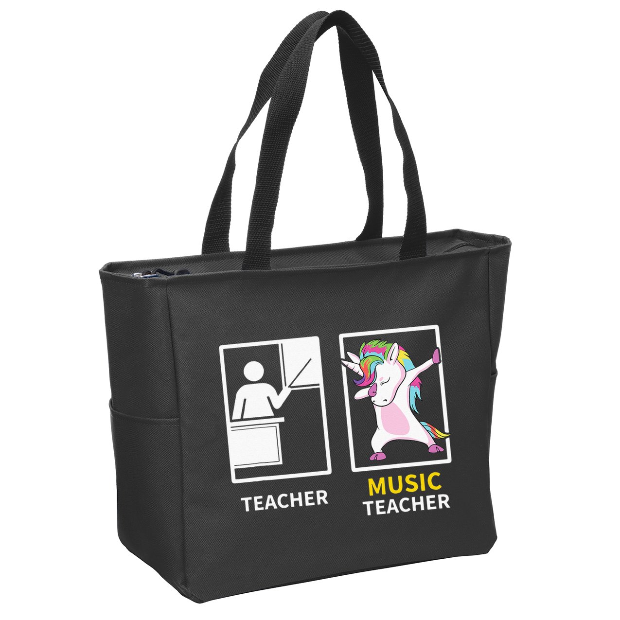 Dabbing Unicorn Music Teacher Gift Zip Tote Bag
