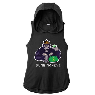 Dumb Money Ape Ladies PosiCharge Tri-Blend Wicking Draft Hoodie Tank