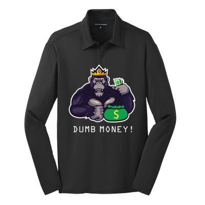 Dumb Money Ape Silk Touch Performance Long Sleeve Polo