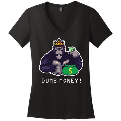 Dumb Money Ape Women's V-Neck T-Shirt