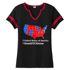 DumbFUCKistan Vs. United States of America Election Map Democrats Ladies Halftime Notch Neck Tee