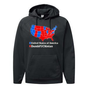 DumbFUCKistan Vs. United States of America Election Map Democrats Performance Fleece Hoodie