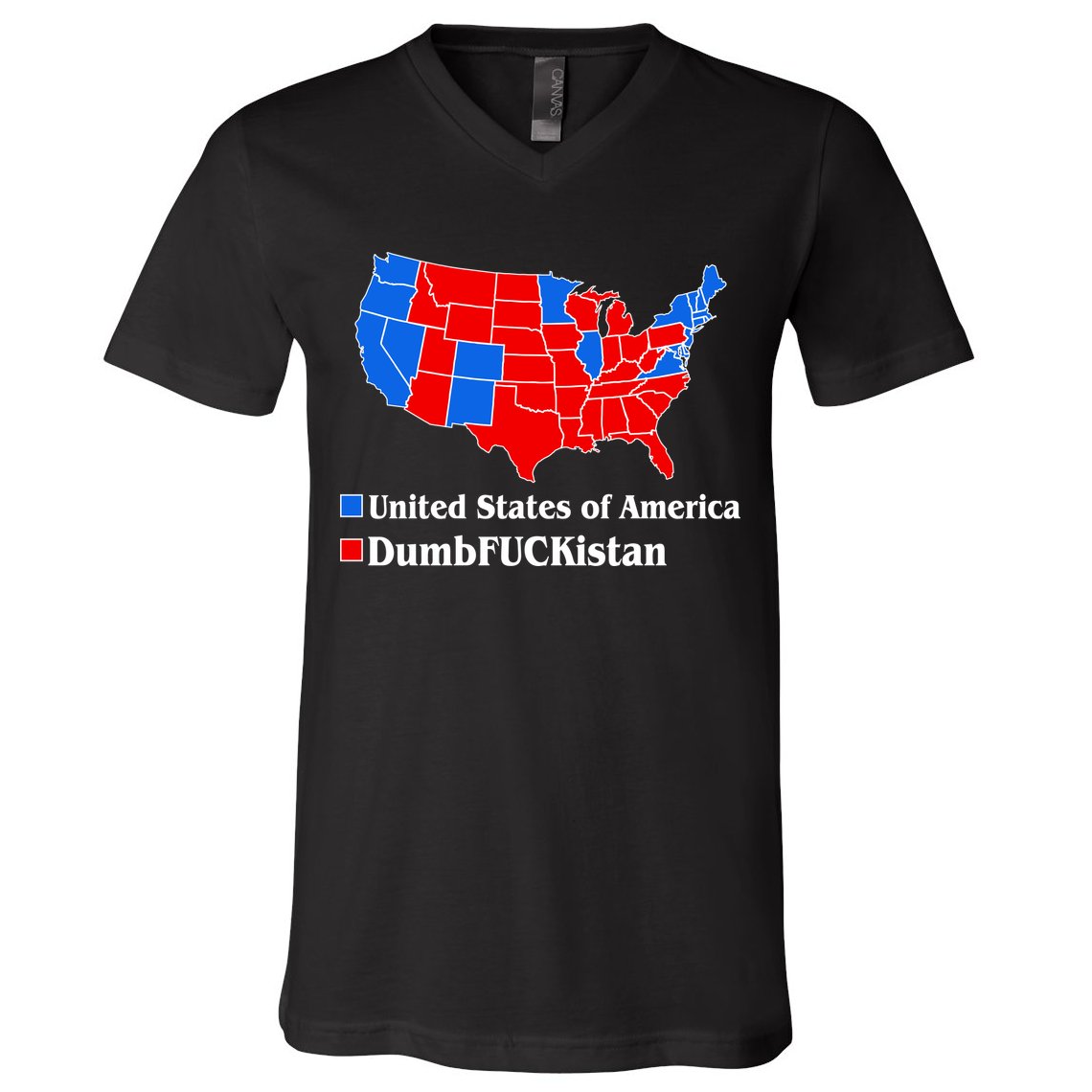 DumbFUCKistan Vs. United States of America Election Map Democrats V-Neck T-Shirt