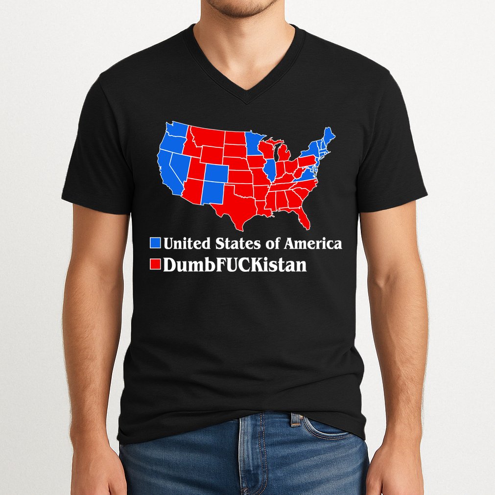 DumbFUCKistan Vs. United States of America Election Map Democrats V-Neck T-Shirt
