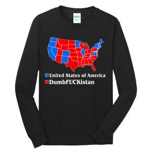 DumbFUCKistan Vs. United States of America Election Map Democrats Tall Long Sleeve T-Shirt