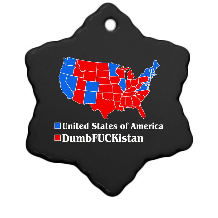 DumbFUCKistan Vs. United States of America Election Map Democrats Ceramic Star Ornament