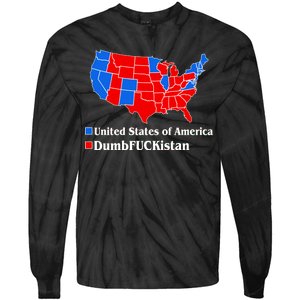 DumbFUCKistan Vs. United States of America Election Map Democrats Tie-Dye Long Sleeve Shirt