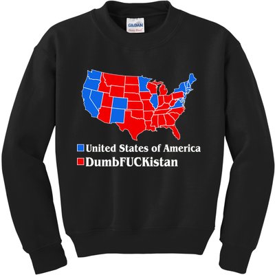 DumbFUCKistan Vs. United States of America Election Map Democrats Kids Sweatshirt