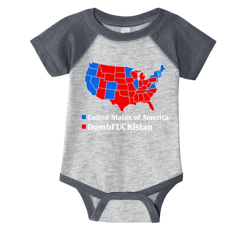 DumbFUCKistan Vs. United States of America Election Map Democrats Infant Baby Jersey Bodysuit