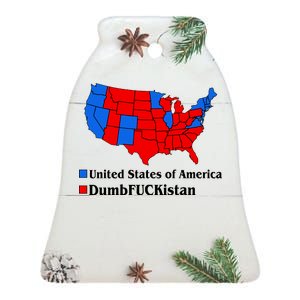 DumbFUCKistan Vs. United States of America Election Map Democrats Ceramic Bell Ornament