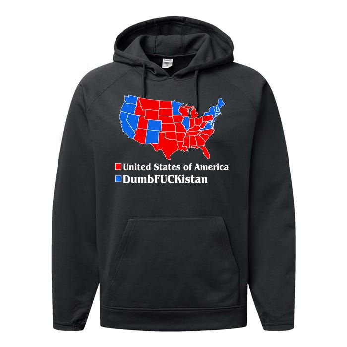 DumbFUCKistan Vs. United States of America Election Map Republicans Performance Fleece Hoodie