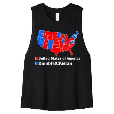 DumbFUCKistan Vs. United States of America Election Map Republicans Women's Racerback Cropped Tank