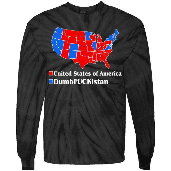 DumbFUCKistan Vs. United States of America Election Map Republicans Tie-Dye Long Sleeve Shirt