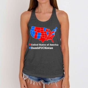 DumbFUCKistan Vs. United States of America Election Map Republicans Women's Knotted Racerback Tank