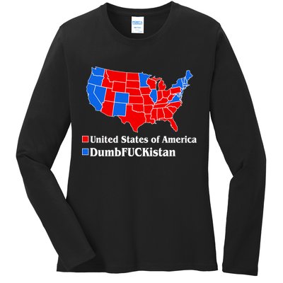 DumbFUCKistan Vs. United States of America Election Map Republicans Ladies Long Sleeve Shirt