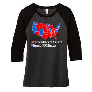 DumbFUCKistan Vs. United States of America Election Map Republicans Women's Tri-Blend 3/4-Sleeve Raglan Shirt