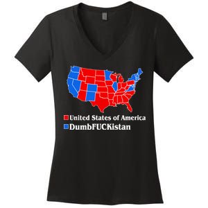 DumbFUCKistan Vs. United States of America Election Map Republicans Women's V-Neck T-Shirt