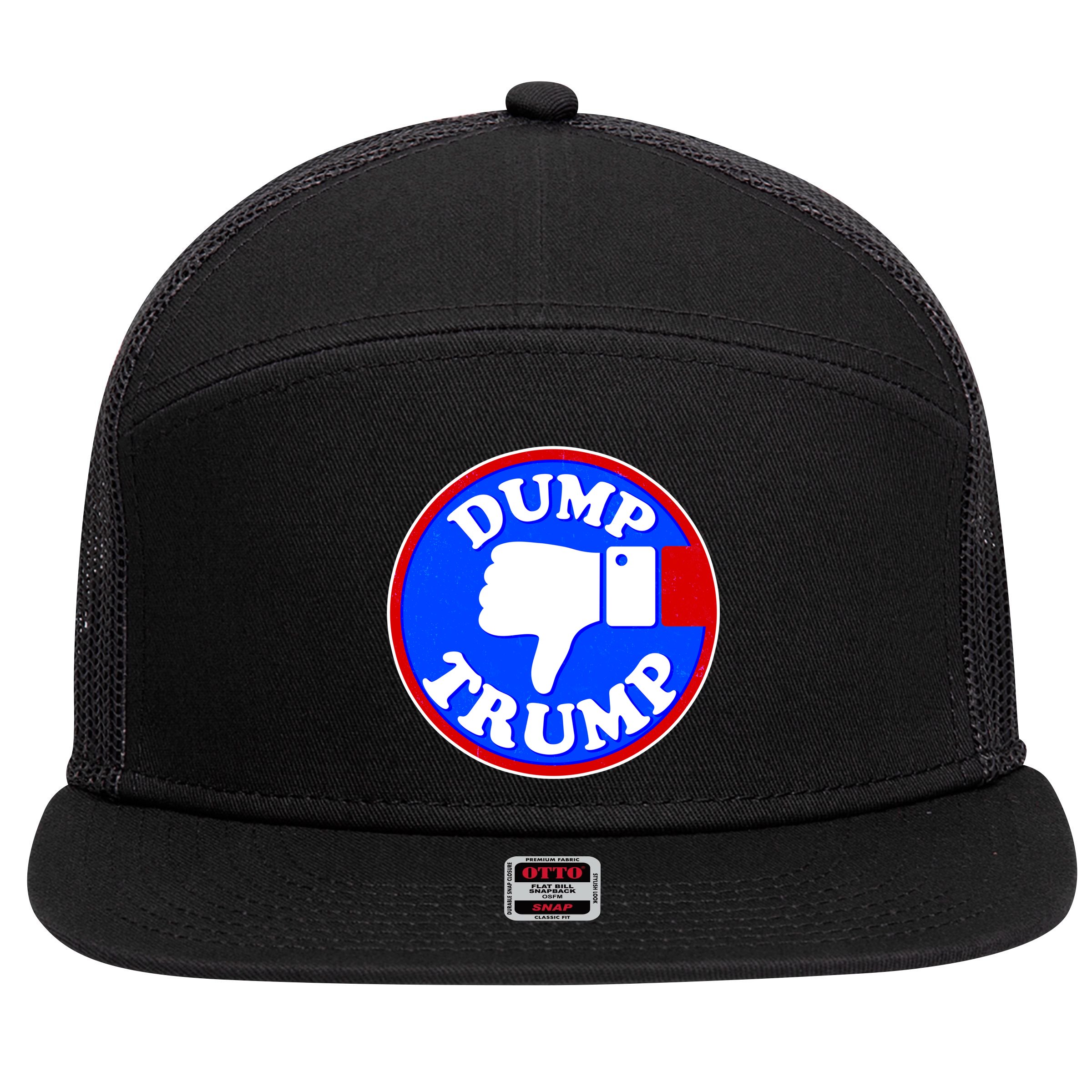 Dump Trump Emblem 7 Panel Mesh Trucker Snapback Hat