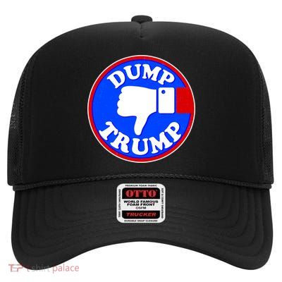 Dump Trump Emblem High Crown Mesh Back Trucker Hat