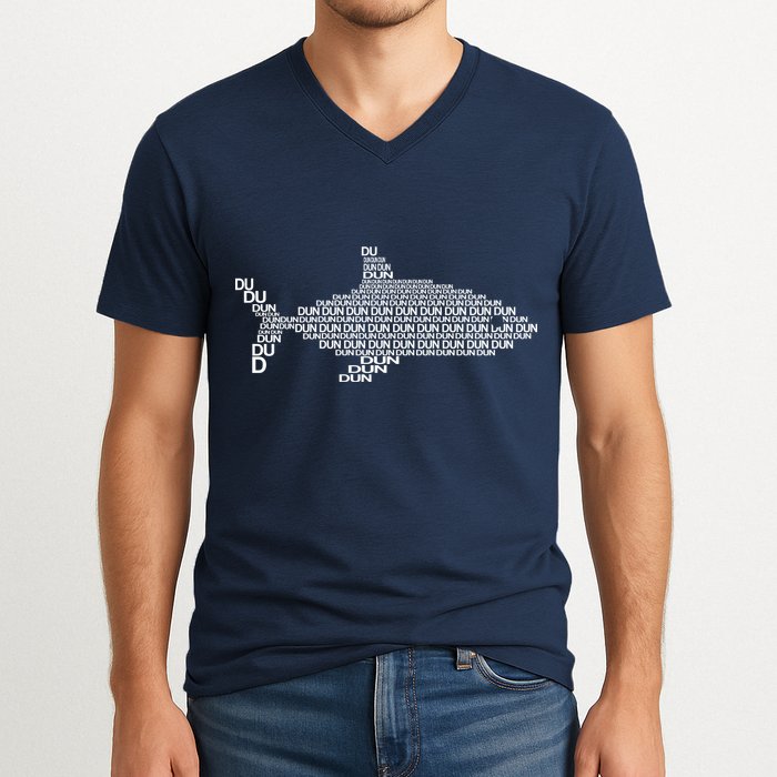 Dun Dun Dun Shark Logo V-Neck T-Shirt