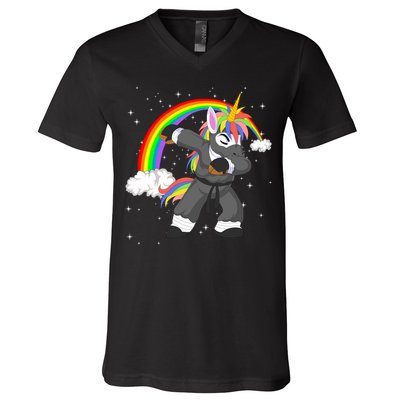 Dabbing Unicorn Ninja V-Neck T-Shirt