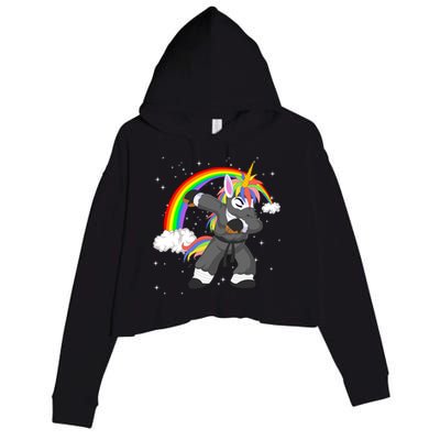 Dabbing Unicorn Ninja Crop Fleece Hoodie