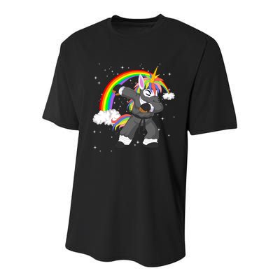 Dabbing Unicorn Ninja Youth Performance Sprint T-Shirt