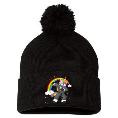 Dabbing Unicorn Ninja Pom Pom 12in Knit Beanie