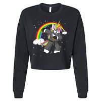 Dabbing Unicorn Ninja Cropped Pullover Crew