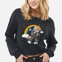 Dabbing Unicorn Ninja Cropped Pullover Crew