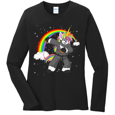 Dabbing Unicorn Ninja Ladies Long Sleeve Shirt