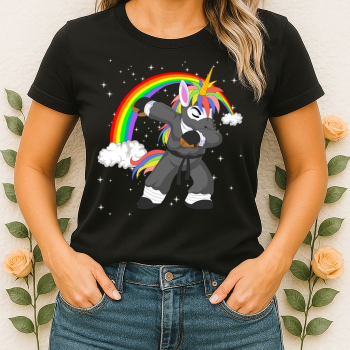 Dabbing Unicorn Ninja Womens T-Shirt