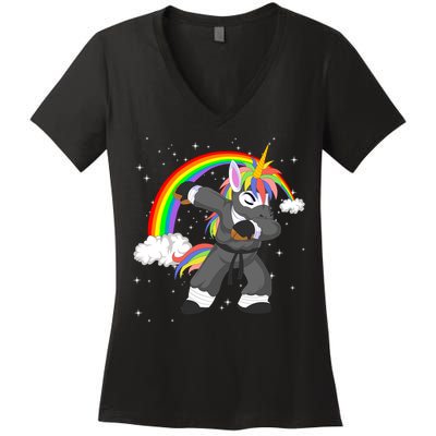 Dabbing Unicorn Ninja Women's V-Neck T-Shirt