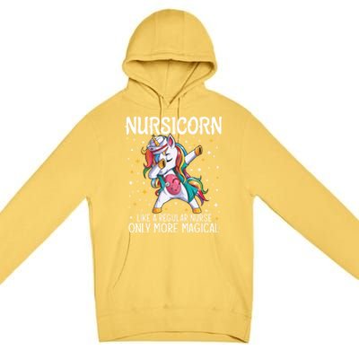 Dabbing Unicorn Nursicorn Funny Nurse Gift Cna Rn Gift Premium Pullover Hoodie