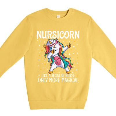 Dabbing Unicorn Nursicorn Funny Nurse Gift Cna Rn Gift Premium Crewneck Sweatshirt