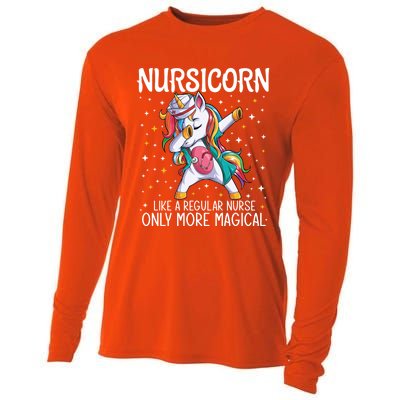 Dabbing Unicorn Nursicorn Funny Nurse Gift Cna Rn Gift Cooling Performance Long Sleeve Crew