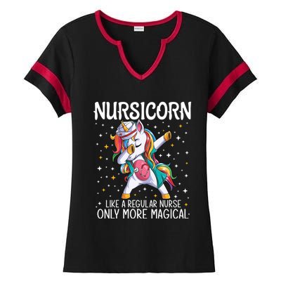 Dabbing Unicorn Nursicorn Funny Nurse Gift Cna Rn Gift Ladies Halftime Notch Neck Tee