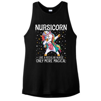 Dabbing Unicorn Nursicorn Funny Nurse Gift Cna Rn Gift Ladies PosiCharge Tri-Blend Wicking Tank