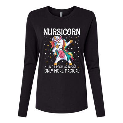 Dabbing Unicorn Nursicorn Funny Nurse Gift Cna Rn Gift Womens Cotton Relaxed Long Sleeve T-Shirt