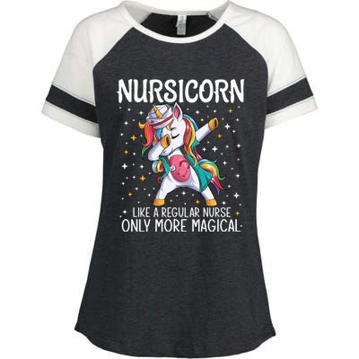 Dabbing Unicorn Nursicorn Funny Nurse Gift Cna Rn Gift Enza Ladies Jersey Colorblock Tee