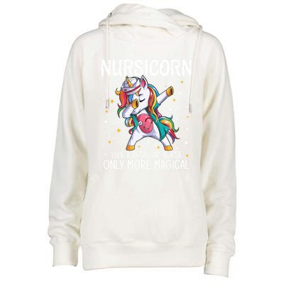 Dabbing Unicorn Nursicorn Funny Nurse Gift Cna Rn Gift Womens Funnel Neck Pullover Hood