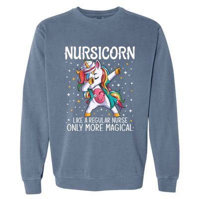 Dabbing Unicorn Nursicorn Funny Nurse Gift Cna Rn Gift Garment-Dyed Sweatshirt