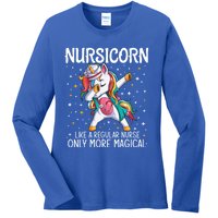 Dabbing Unicorn Nursicorn Funny Nurse Gift Cna Rn Gift Ladies Long Sleeve Shirt