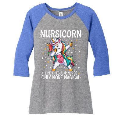 Dabbing Unicorn Nursicorn Funny Nurse Gift Cna Rn Gift Women's Tri-Blend 3/4-Sleeve Raglan Shirt