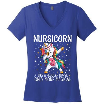 Dabbing Unicorn Nursicorn Funny Nurse Gift Cna Rn Gift Women's V-Neck T-Shirt