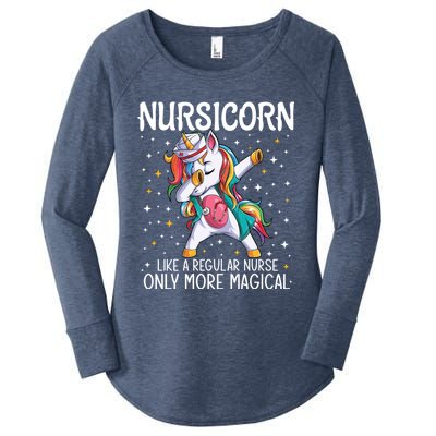 Dabbing Unicorn Nursicorn Funny Nurse Gift Cna Rn Gift Women's Perfect Tri Tunic Long Sleeve Shirt