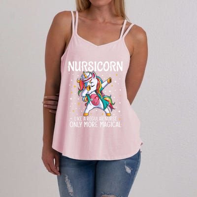 Dabbing Unicorn Nursicorn Funny Nurse Gift Cna Rn Gift Women's Strappy Tank